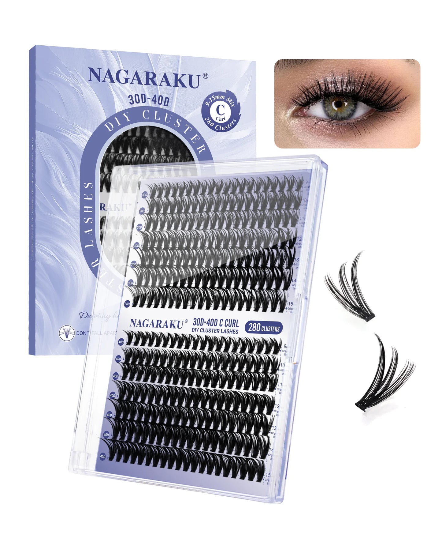 False Eyelashes Glue Needed DIY 280 Set Eyelash Extensions D Curl 9-15mm