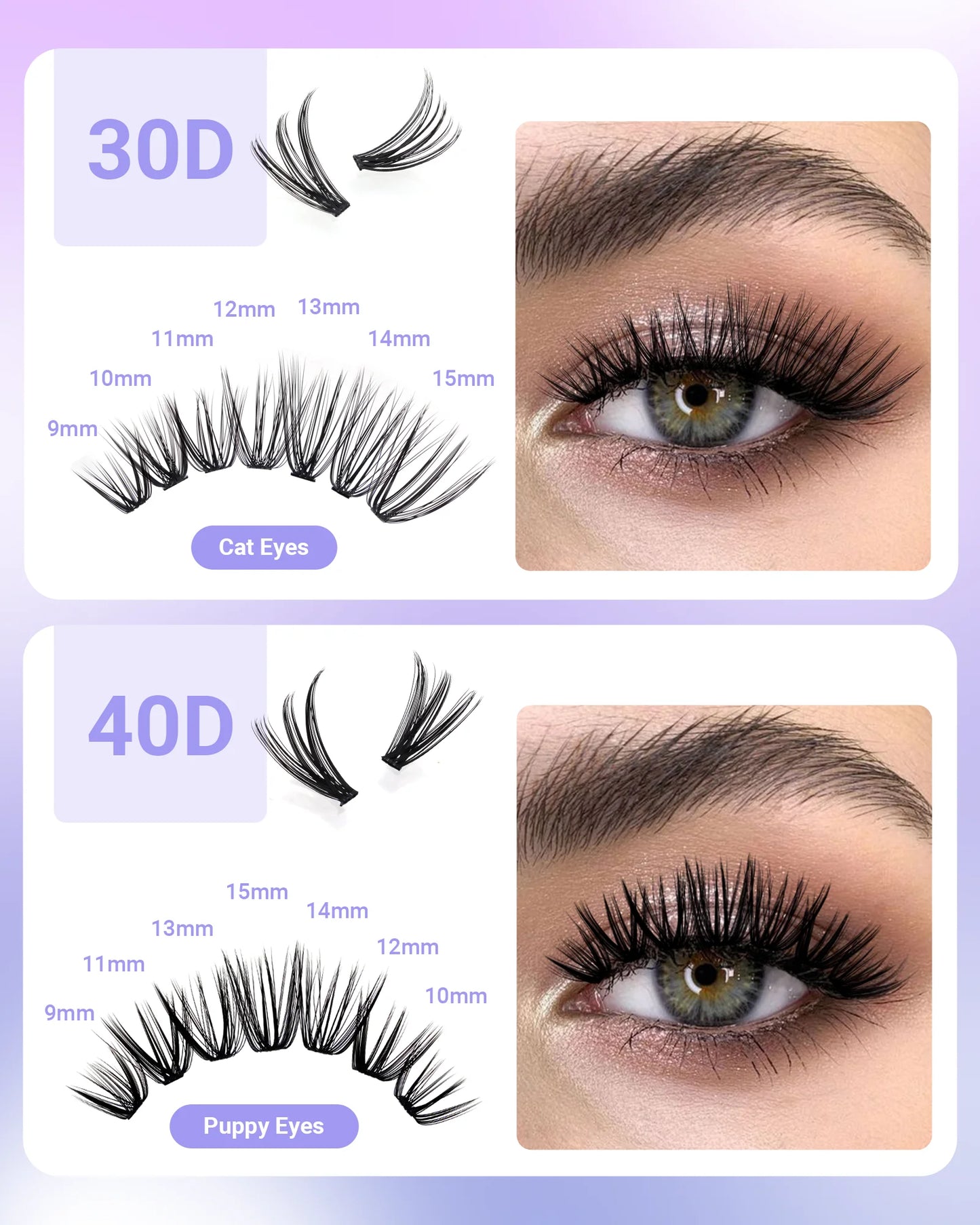 False Eyelashes Glue Needed DIY 280 Set Eyelash Extensions D Curl 9-15mm