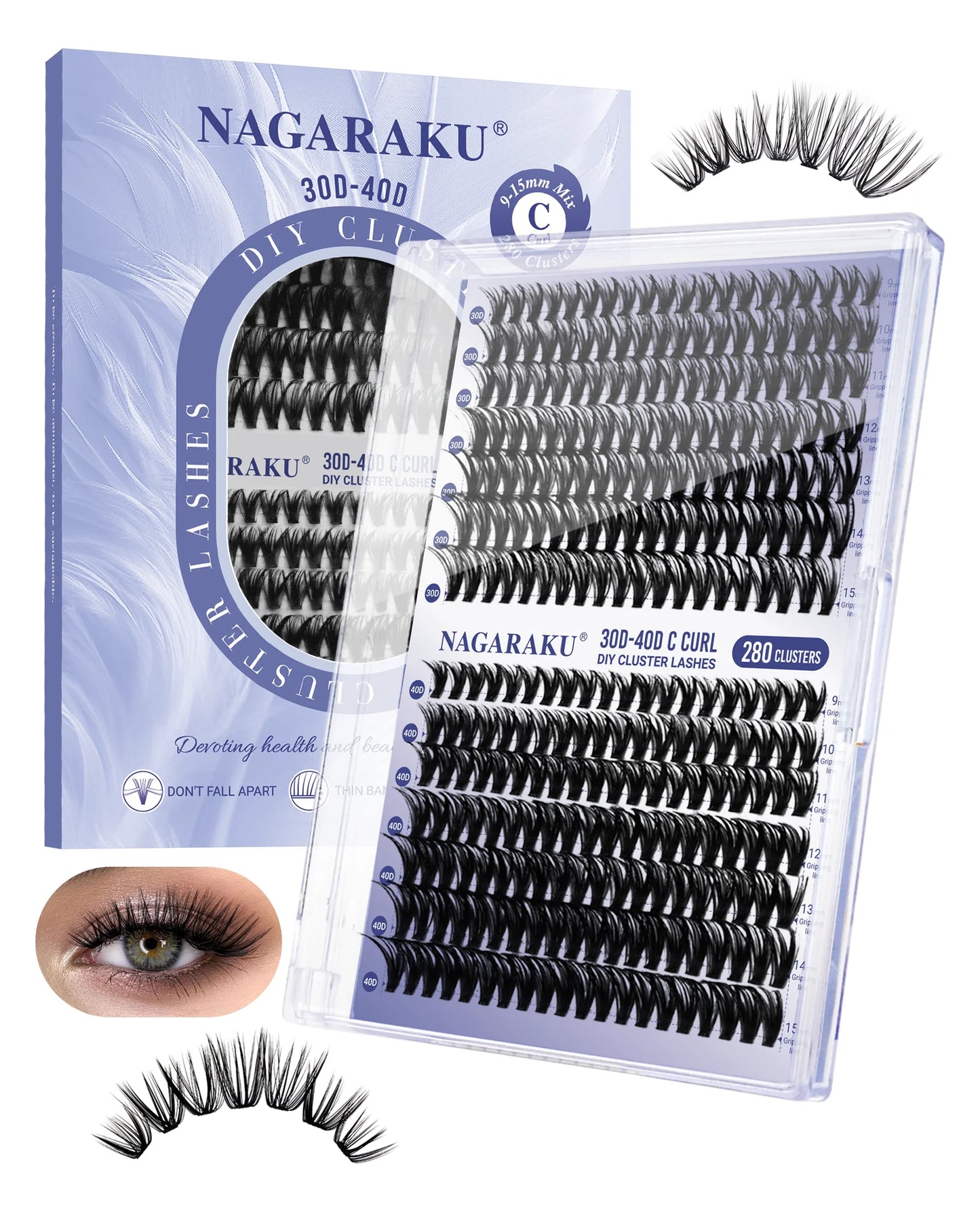 False Eyelashes Glue Needed DIY 280 Set Eyelash Extensions D Curl 9-15mm
