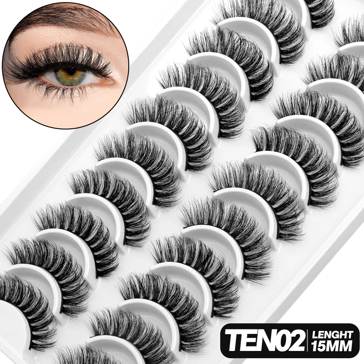 5/10 pairs 3D Mink Lashes Faux Mink Fluffy Lash Soft Full Thick Wispy Eyelash Dramatic False Eyelashes Makeup