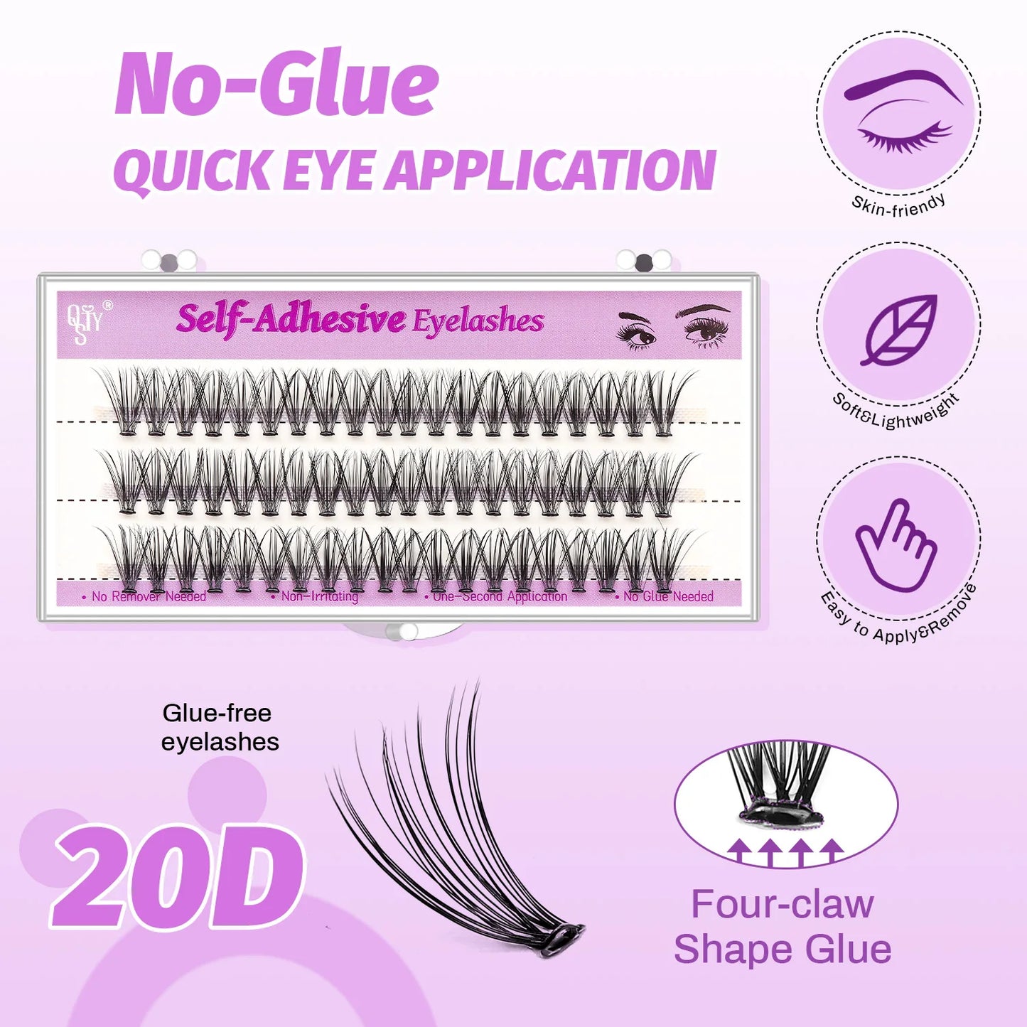 Self Adhesive Eyelashes Extension Kit 60 PCS Self Adhesive Lashes