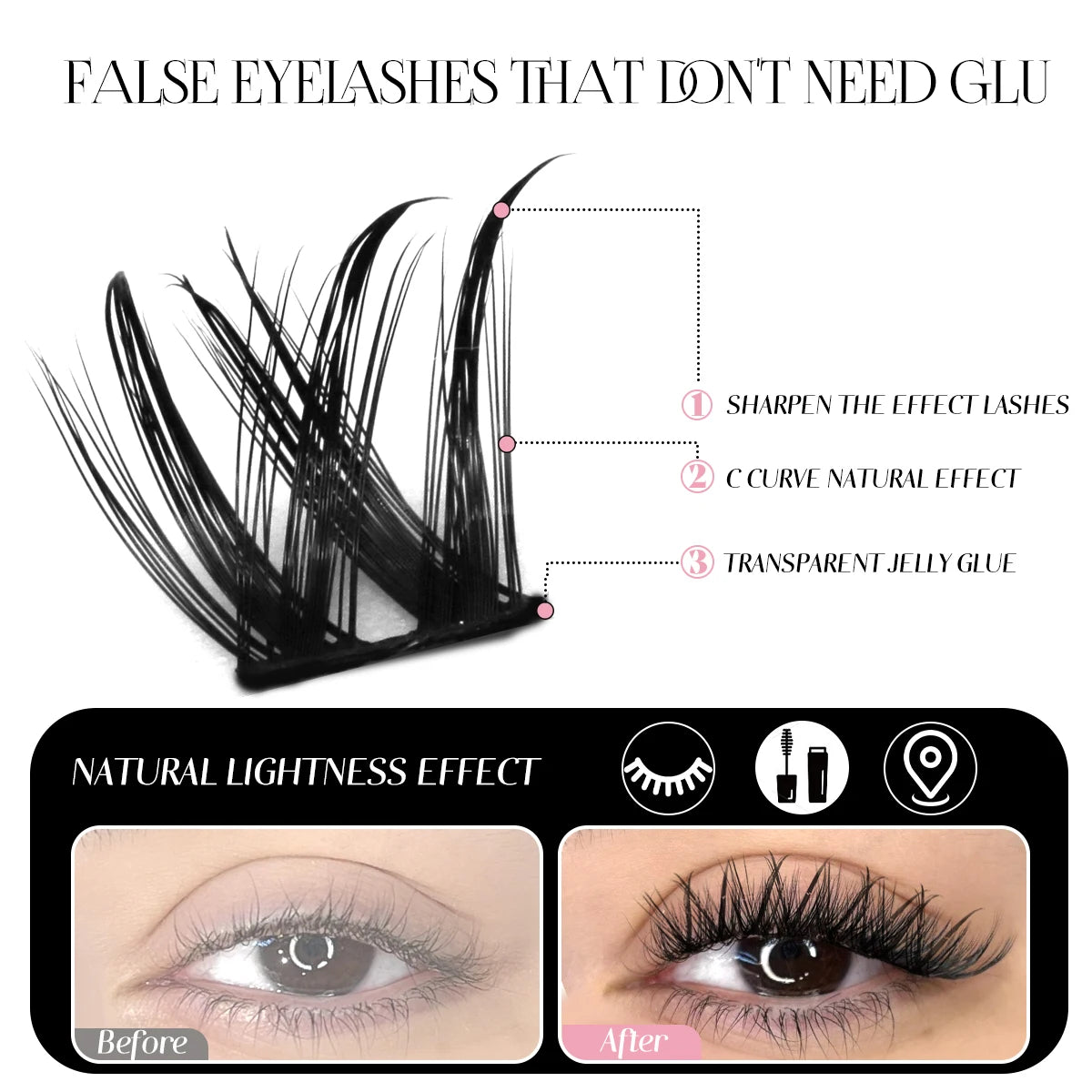 JAPAN Natural Look Volume Lash Cluster Eyelashes Extension