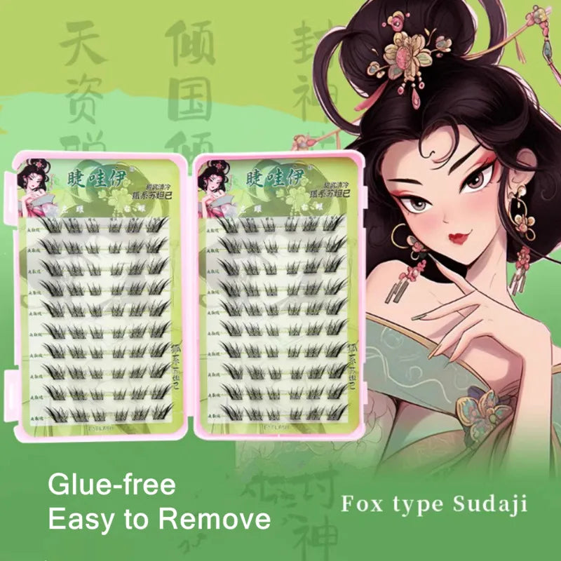 Self-adhesive Glue-free False Eyelashes Reusable Fluffy Fox Eye Effect