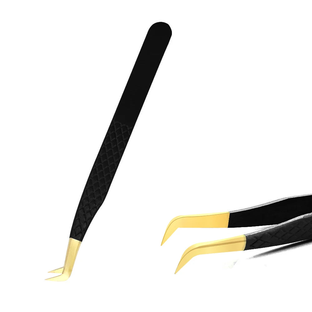 Eyelash Tweezer Black Stainless Steel Superhard Precision Anti-Static Tweezers