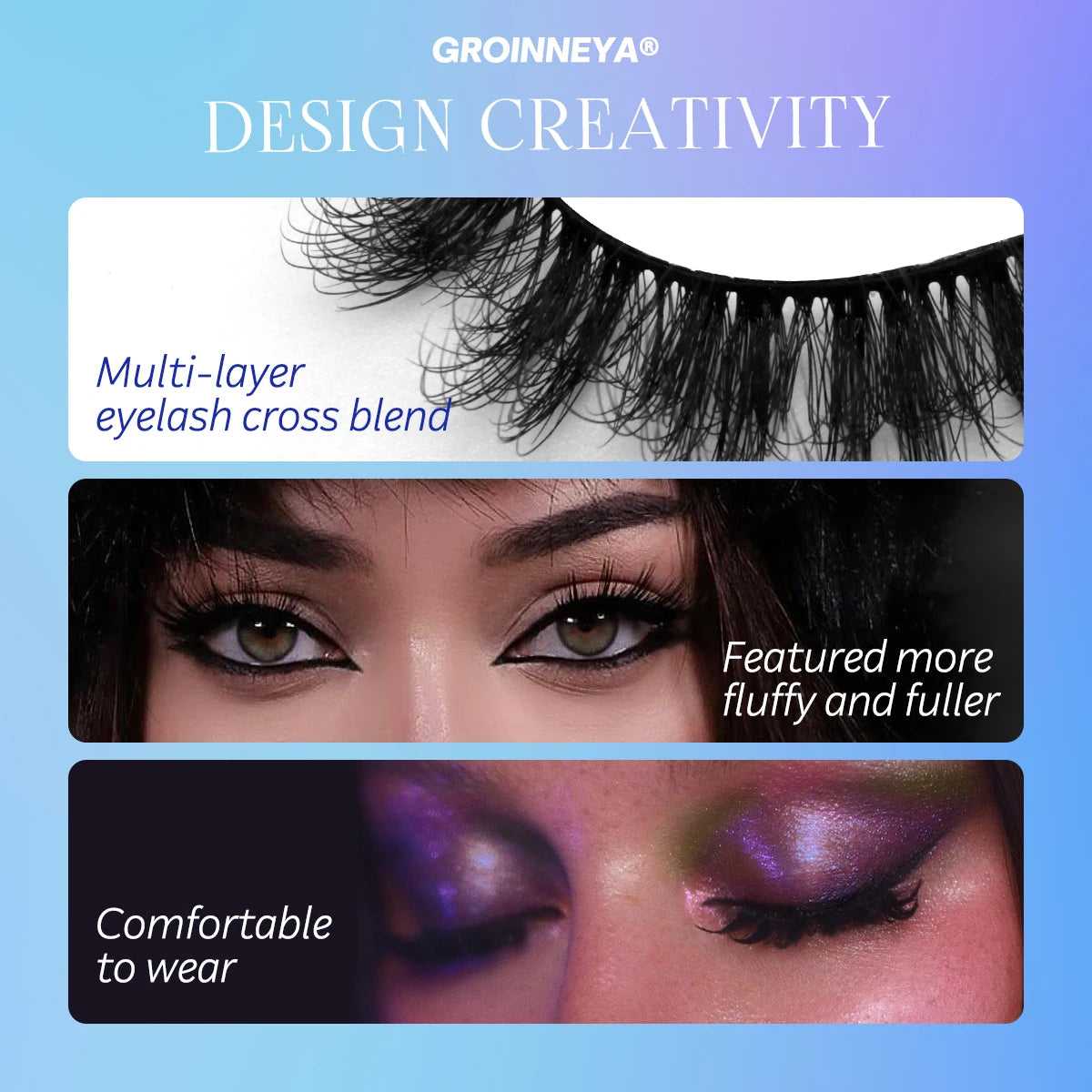 Multi layer eyelash cross blend, More fluffy and uller, Comfortable to wear