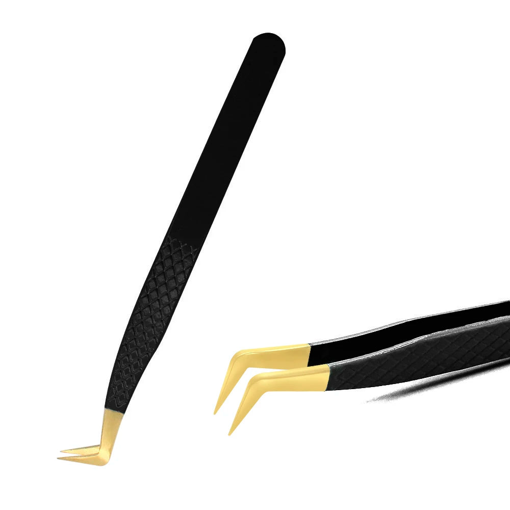 Eyelash Tweezer Black Stainless Steel Superhard Precision Anti-Static Tweezers