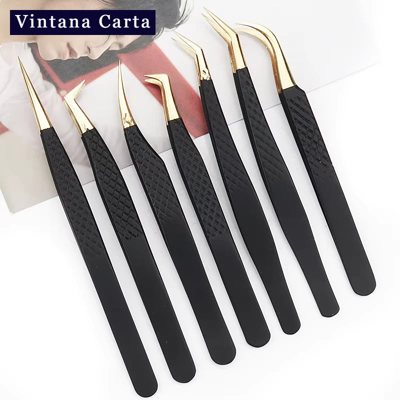1Pc Anti-static Stainless Steel Eyelashes Tweezers Lashes Extension