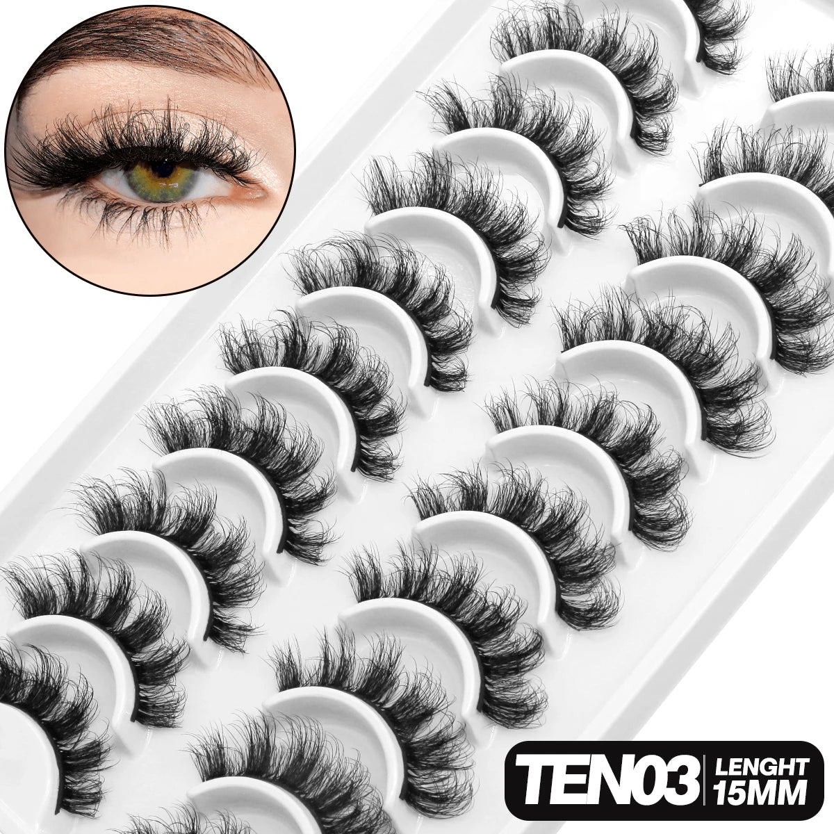 5/10 pairs 3D Mink Lashes Faux Mink Fluffy Lash Soft Full Thick Wispy Eyelash Dramatic False Eyelashes Makeup