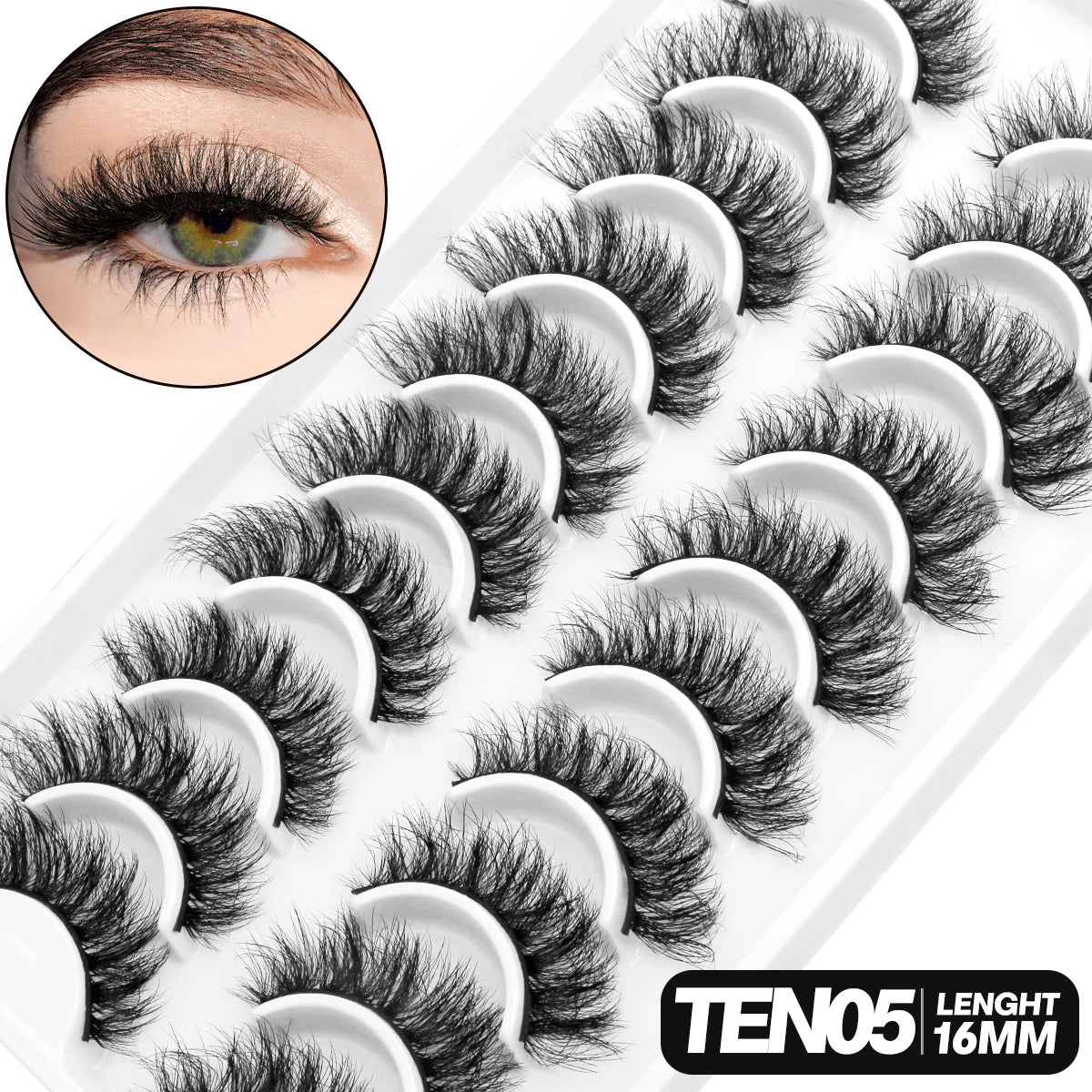 5/10 pairs 3D Mink Lashes Faux Mink Fluffy Lash Soft Full Thick Wispy Eyelash Dramatic False Eyelashes Makeup