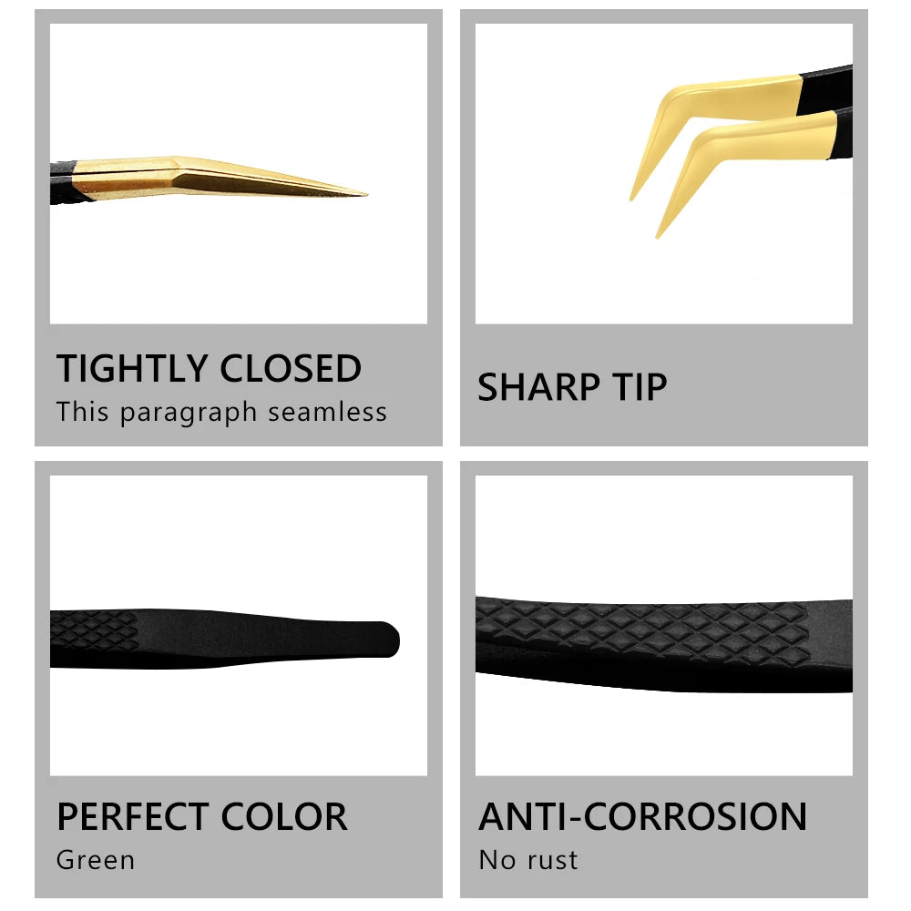 Eyelash Tweezer Black Stainless Steel Superhard Precision Anti-Static Tweezers