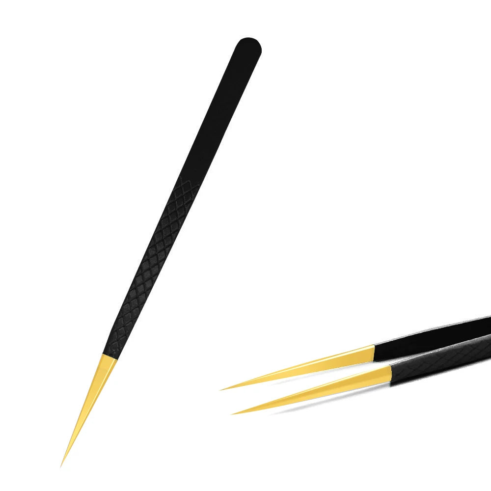 Eyelash Tweezer Black Stainless Steel Superhard Precision Anti-Static Tweezers