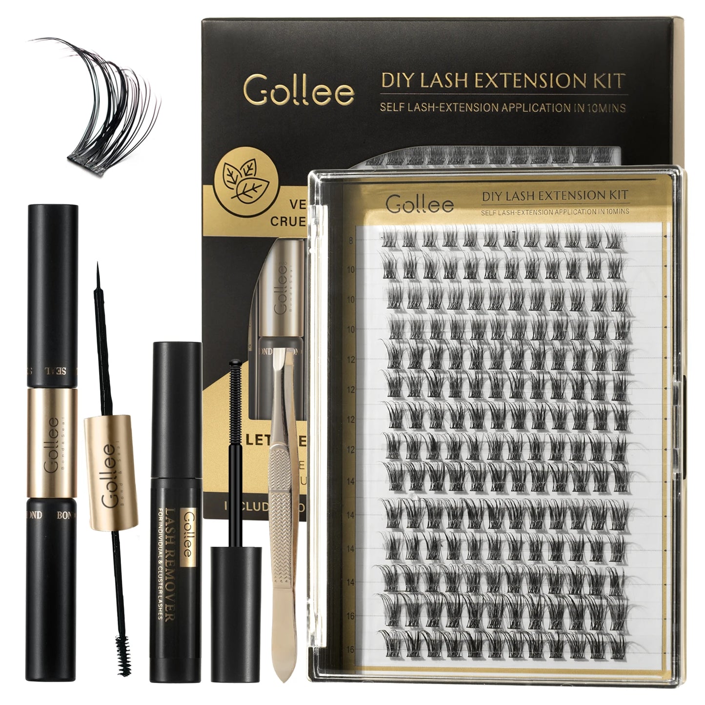 168pcs DIY Cluster Lash Kit 2 IN 1 Bond and Seal 8ml Lasting 3Days Lash Remover Home Use False Eyelash Adhesive Seal