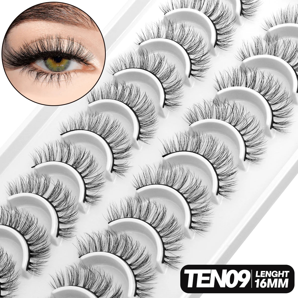 5/10 pairs 3D Mink Lashes Faux Mink Fluffy Lash Soft Full Thick Wispy Eyelash Dramatic False Eyelashes Makeup