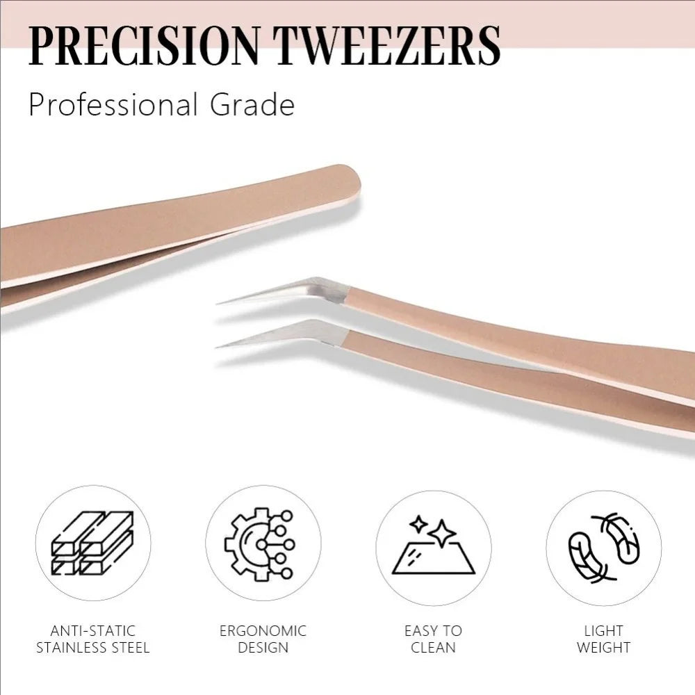 1PC Eyelash Extension Tweezers Stainless Steel 3D Accurate Clip Eyelashes Tweezers