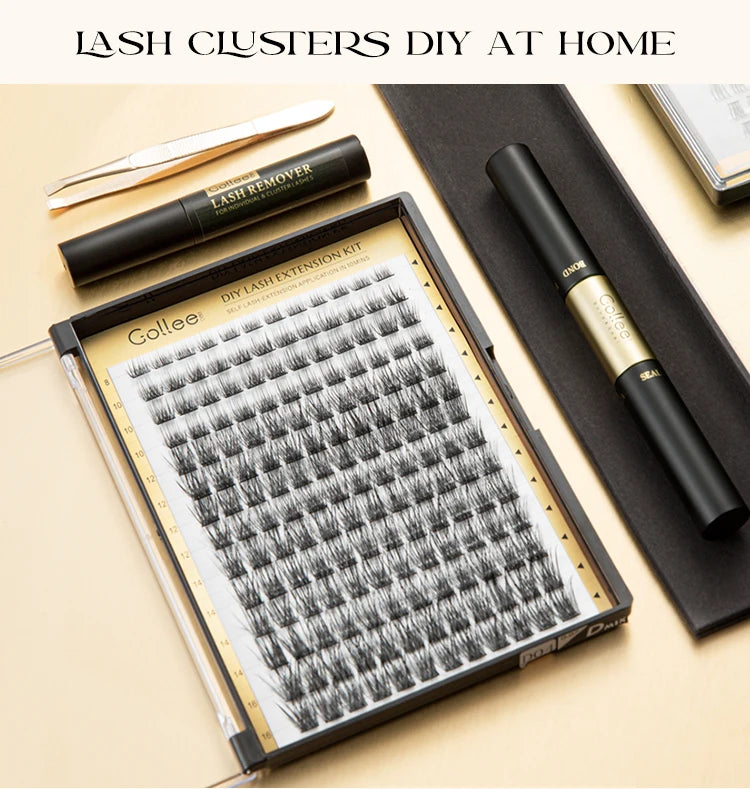 168pcs DIY Cluster Lash Kit 2 IN 1 Bond and Seal 8ml Lasting 3Days Lash Remover Home Use False Eyelash Adhesive Seal