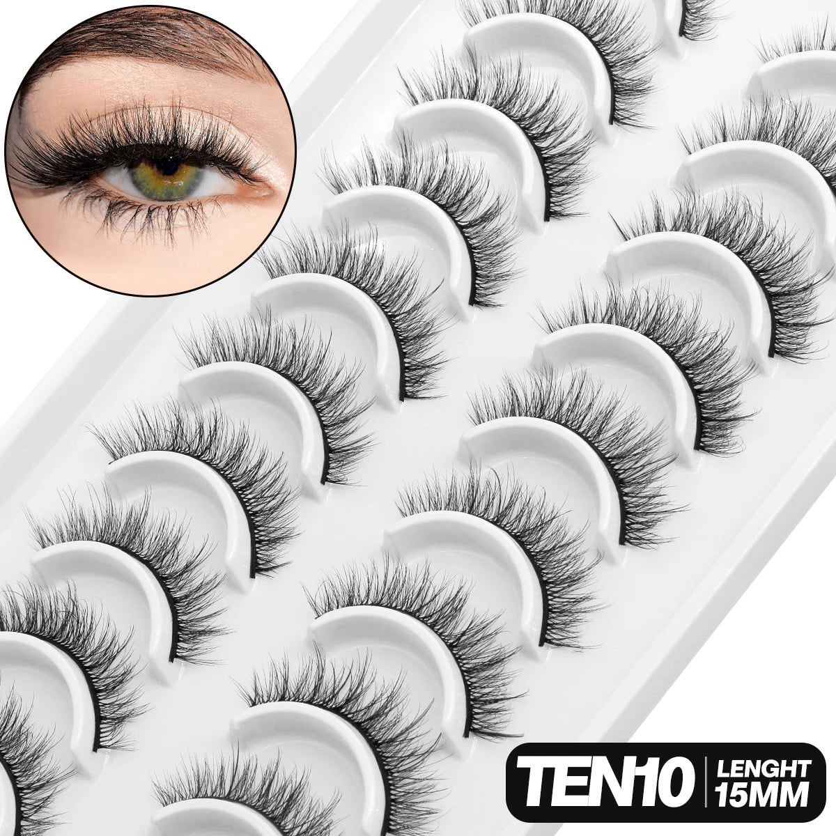 5/10 pairs 3D Mink Lashes Faux Mink Fluffy Lash Soft Full Thick Wispy Eyelash Dramatic False Eyelashes Makeup