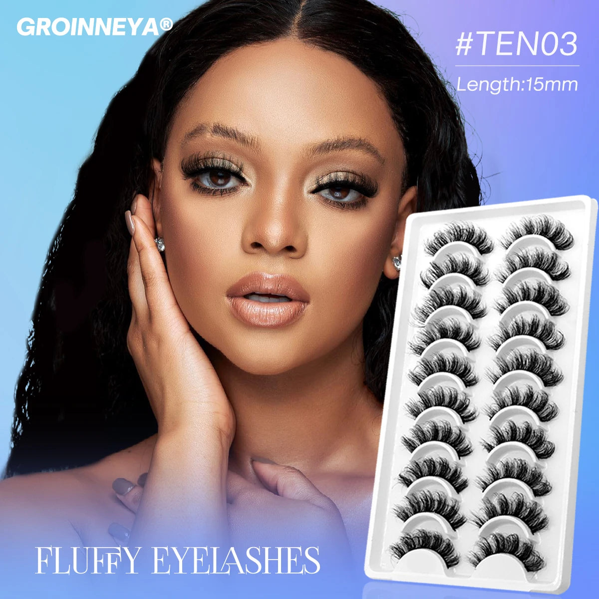 10 Pair Of Eyelashes, Lenght is 15mm Fluffy Eyelashes