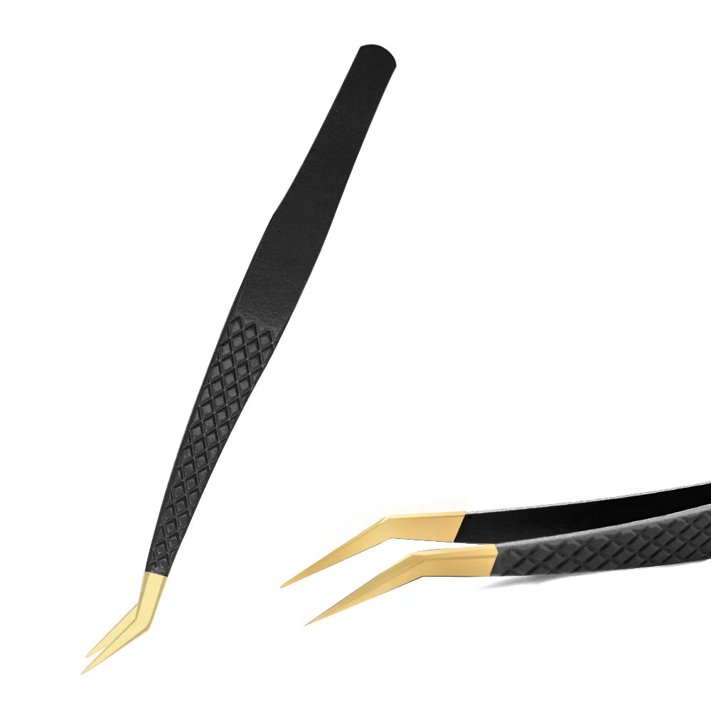 Eyelash Tweezer Black Stainless Steel Superhard Precision Anti-Static Tweezers