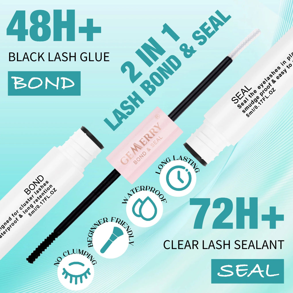 Black lash glue with text on a light blue background