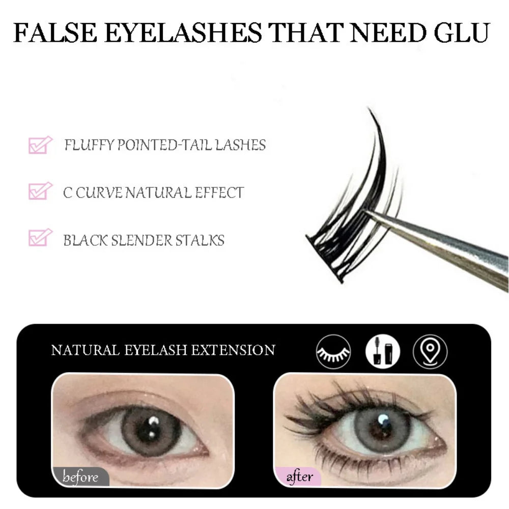 Japan Fox Eye Effect Cluster Lashes