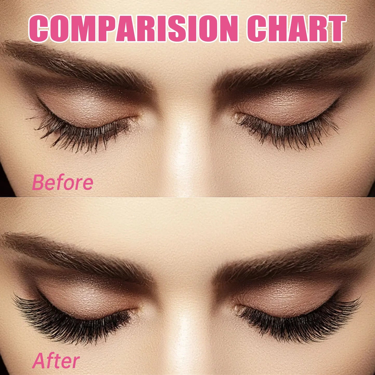comparison before and after eyelashes