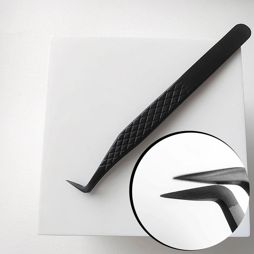 1pc. Fiber Tip False Lash Tweezers For Eyelash Extensions Black Tweezer
