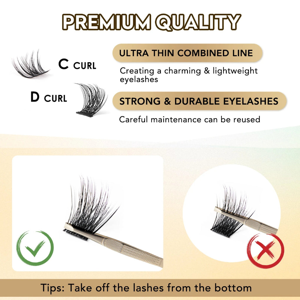 168pcs DIY Cluster Lash Kit 2 IN 1 Bond and Seal 8ml Lasting 3Days Lash Remover Home Use False Eyelash Adhesive Seal