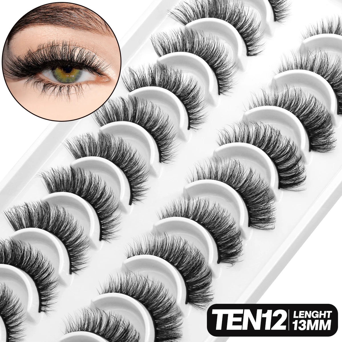5/10 pairs 3D Mink Lashes Faux Mink Fluffy Lash Soft Full Thick Wispy Eyelash Dramatic False Eyelashes Makeup
