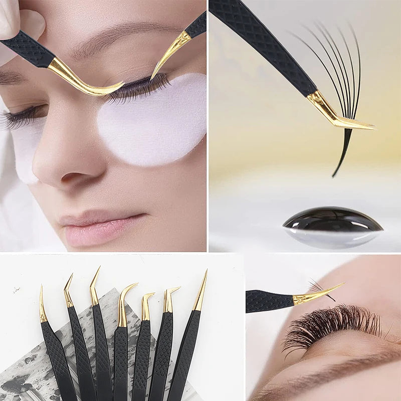 1Pc Anti-static Stainless Steel Eyelashes Tweezers Lashes Extension
