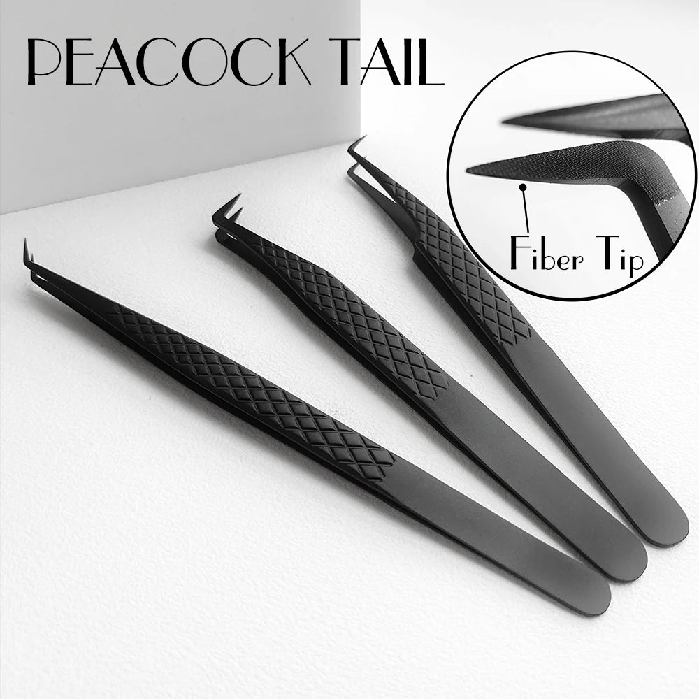 1pc. Fiber Tip False Lash Tweezers For Eyelash Extensions Black Tweezer