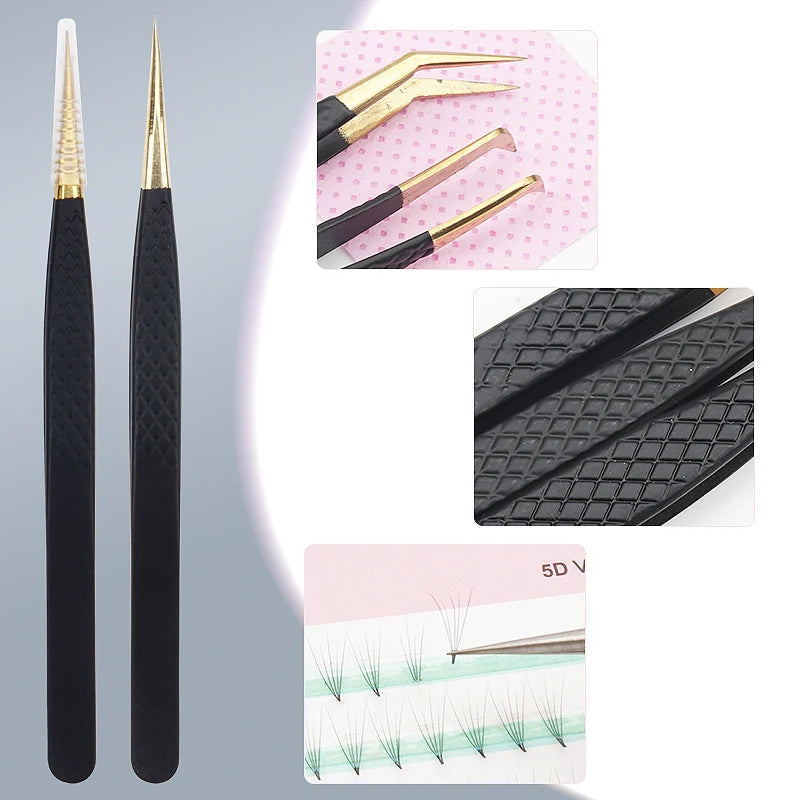 1Pc Anti-static Stainless Steel Eyelashes Tweezers Lashes Extension