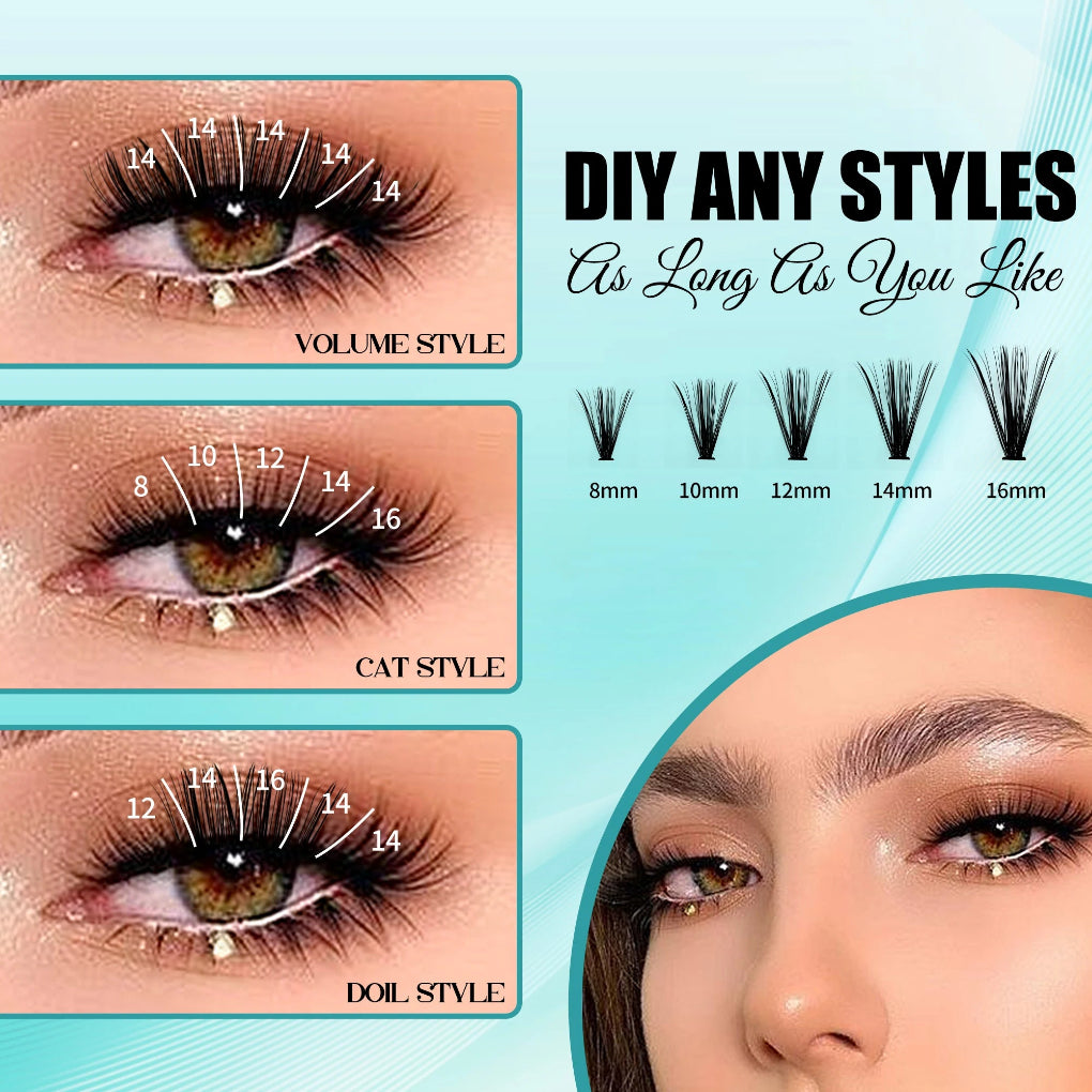 Eyelashes Extension Kits 280pcs Lash Clusters Lash Bond And Seal Lash Glue Remover And Lash Tweezer
