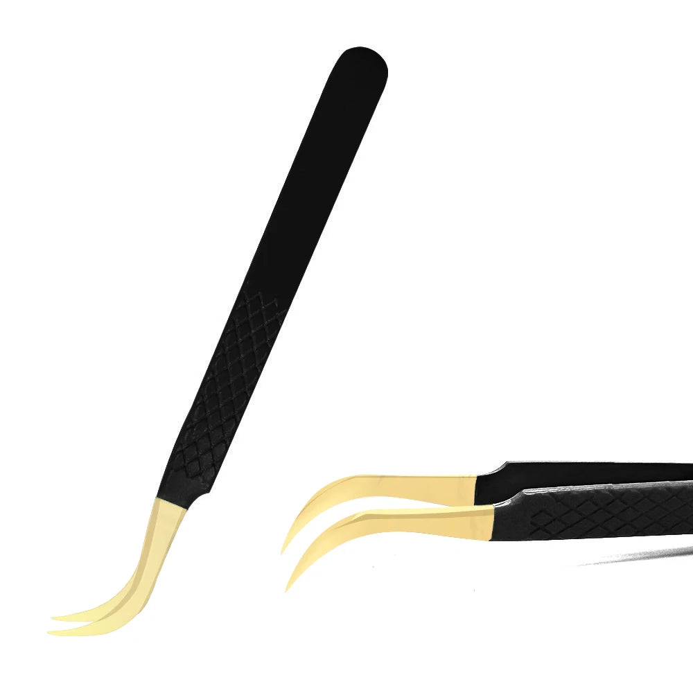 Eyelash Tweezer Black Stainless Steel Superhard Precision Anti-Static Tweezers