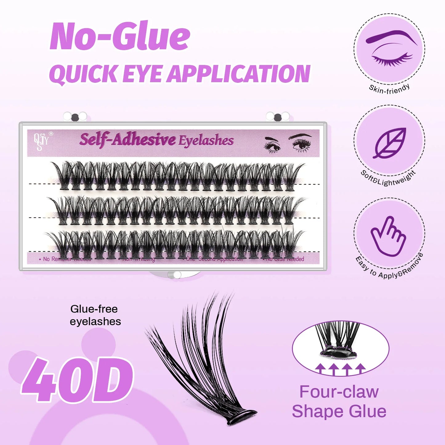 Self Adhesive Eyelashes Extension Kit 60 PCS Self Adhesive Lashes