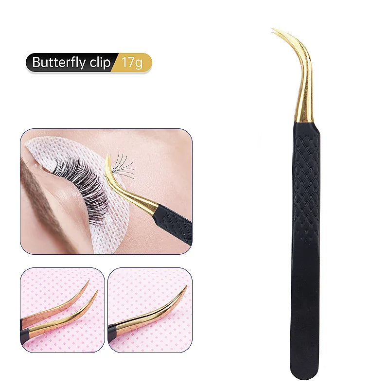 1Pc Anti-static Stainless Steel Eyelashes Tweezers Lashes Extension
