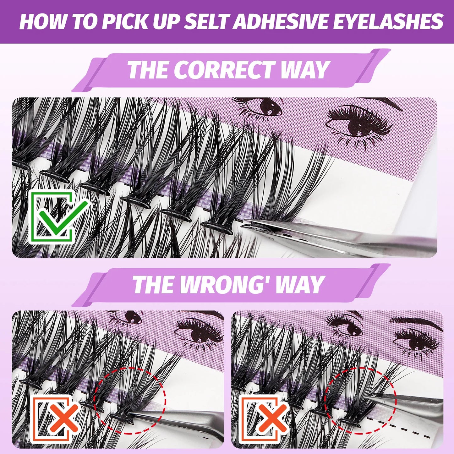 Self Adhesive Eyelashes Extension Kit 60 PCS Self Adhesive Lashes