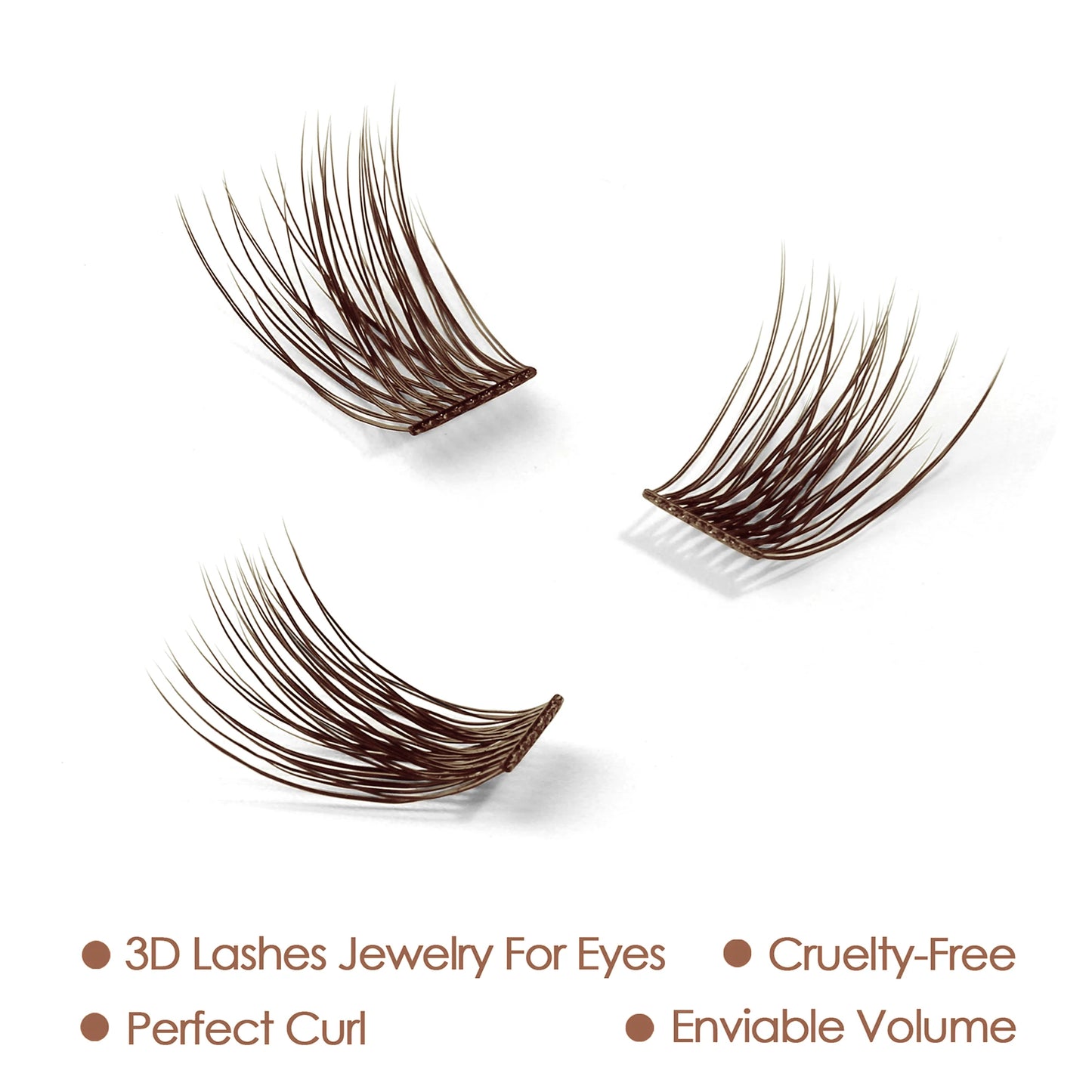 Brown Cluster adhesive eyelashes perect curl ,enviable volume
