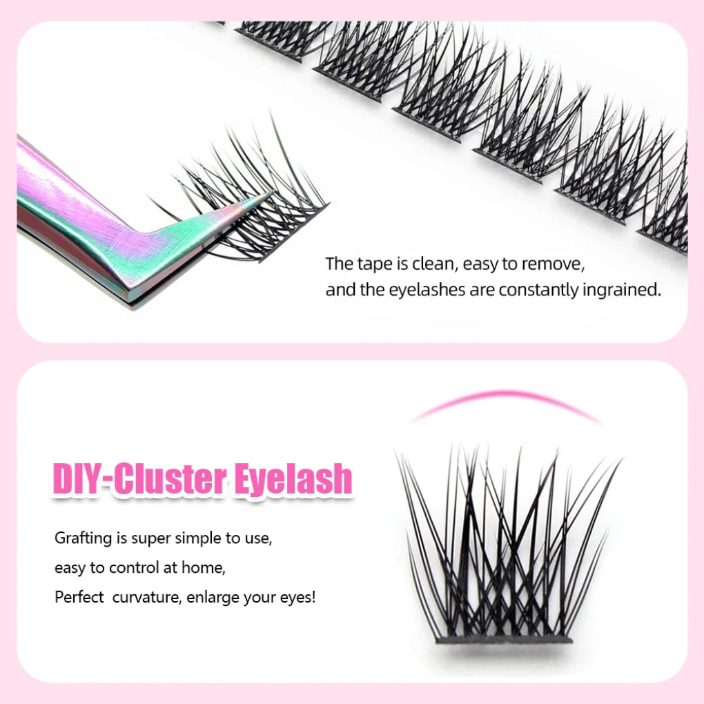 The tape is clean and easy to remove,and the eyelashes are constantly ingrained. DIY cluster eyelash grafting is super simple to use, easy to control at home, perfect curve