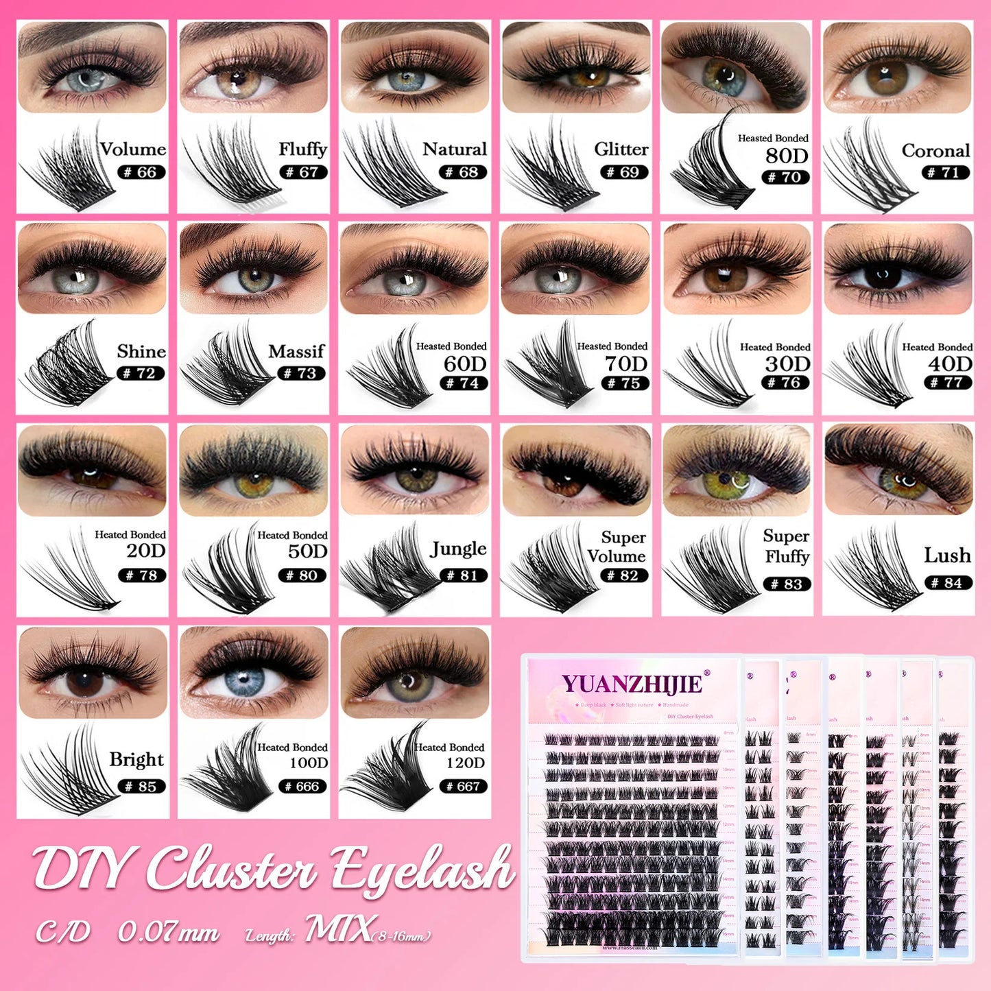 DIY Clusters Eyelash Extension Natural Segmented Eyelashes Bundles