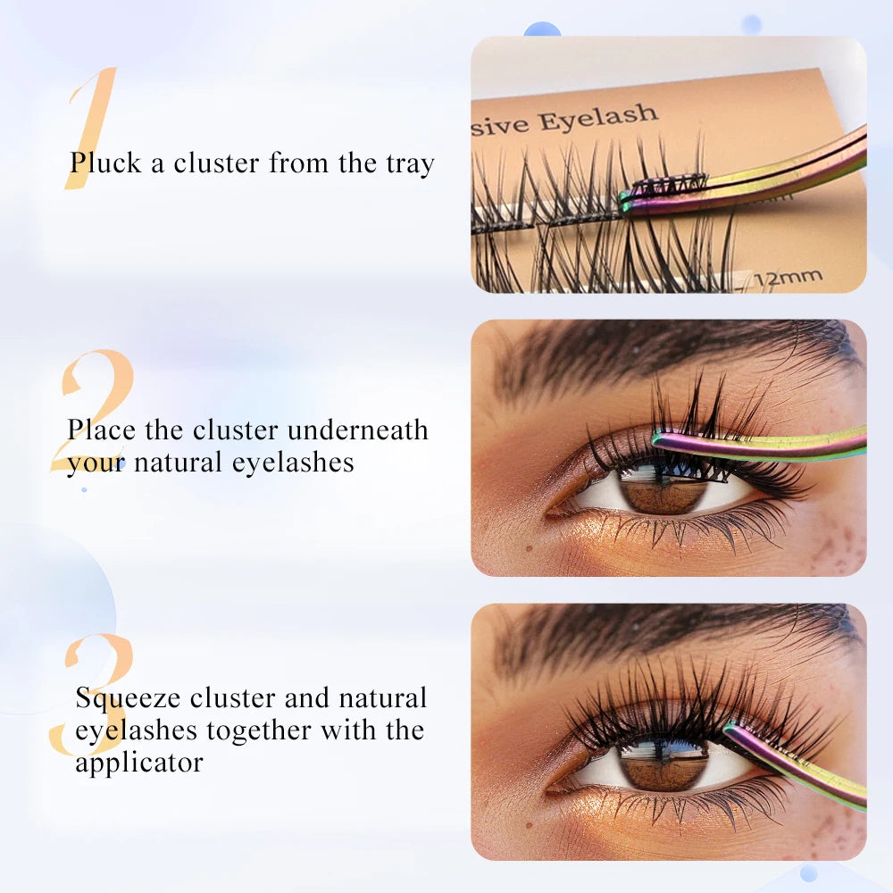 NO Glue Needed Cluster Eyelashes Curl 10-14mm DIY Lashes Extension