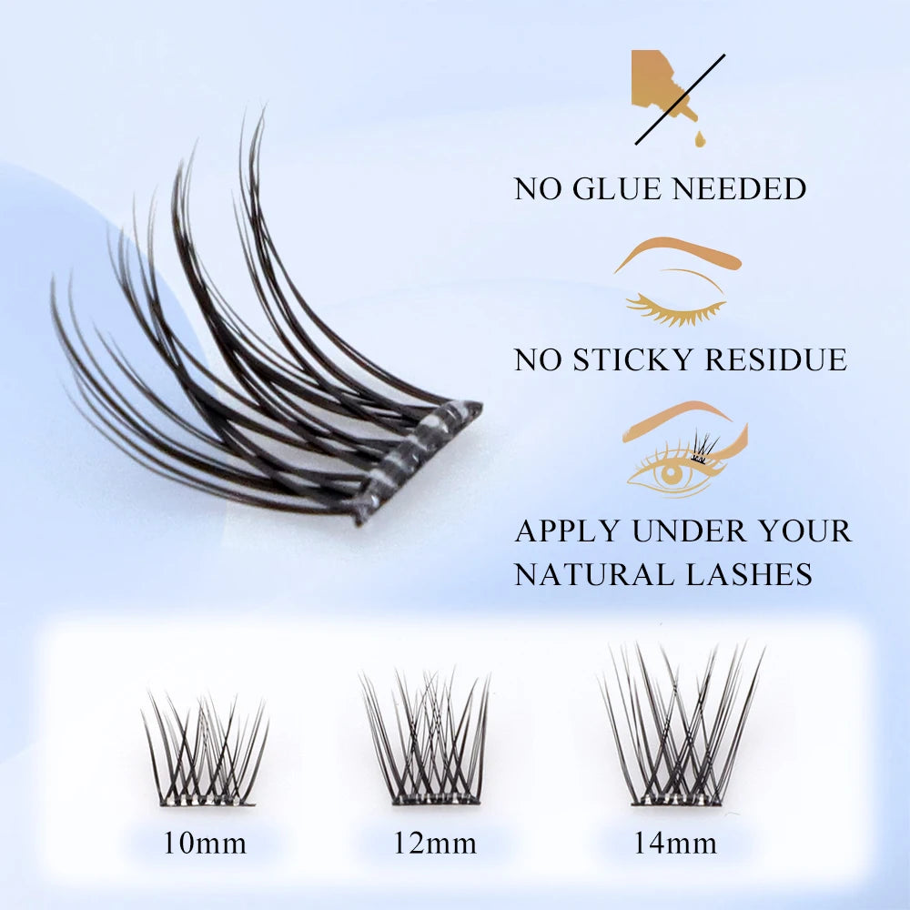 NO Glue Needed Cluster Eyelashes Curl 10-14mm DIY Lashes Extension