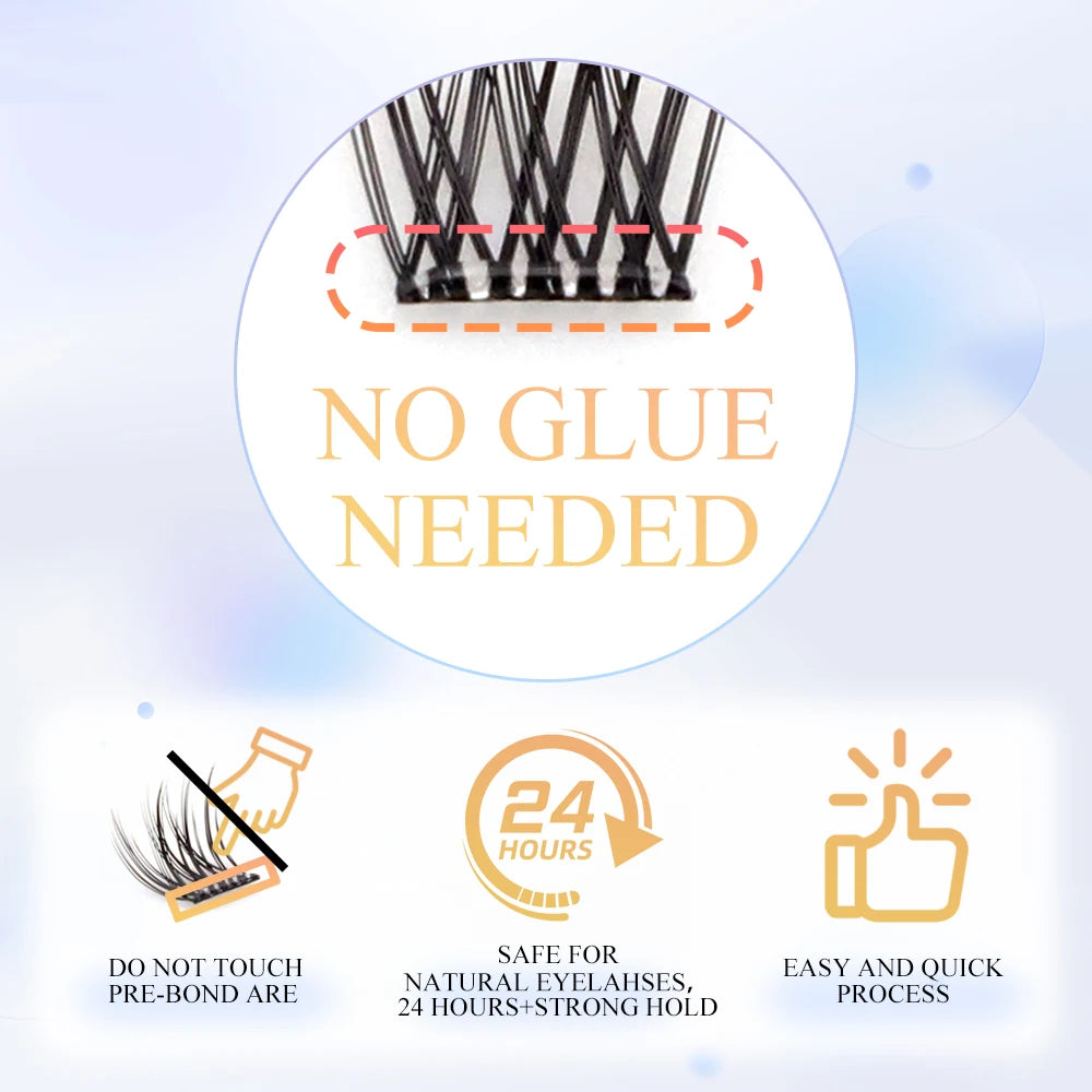 NO Glue Needed Cluster Eyelashes Curl 10-14mm DIY Lashes Extension