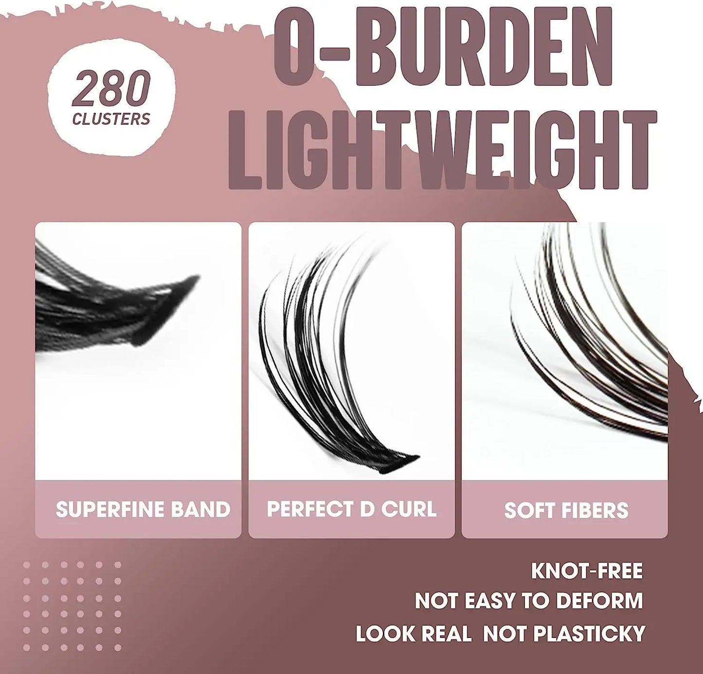 280 Cluster Lightweight Superfine Band, Perfect D Curl, Soft Fibers, Knot Free, Not easy to deform, look real not plasticky