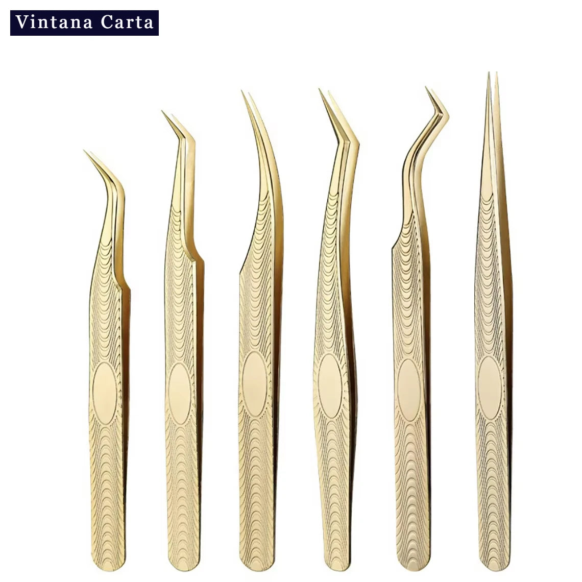 Eyelash Tweezers Professional Golden Stainless Steel High Precision