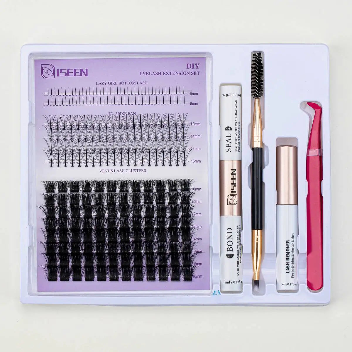 DIY Lash Extension Mix Styles Lash Clusters Individual with Bond&Seal Remover Tweezers & Lash Brush