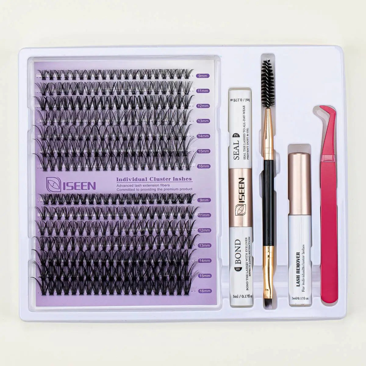 DIY Lash Extension Mix Styles Lash Clusters Individual with Bond&Seal Remover Tweezers & Lash Brush