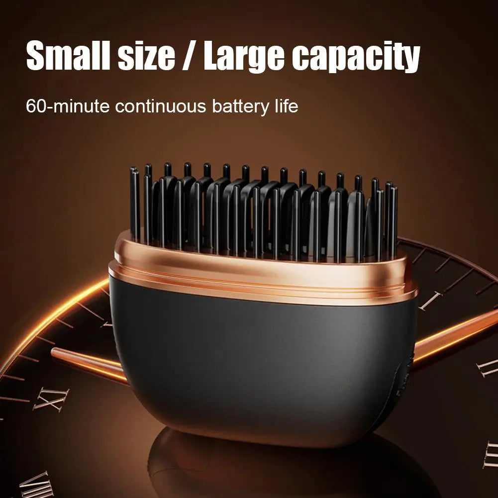 Wireless Hair Straightener Brush 2 in 1, Cordless Curling & Straightening Styling Tool, Portable Frizz Free Hair Styler