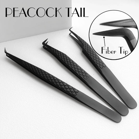 1pc. Fiber Tip False Lash Tweezers For Eyelash Extensions Black Tweezer