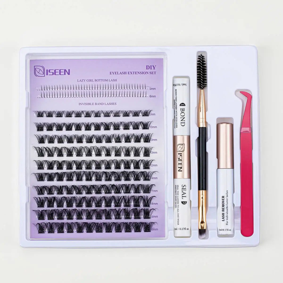 1 Box of DIY Eyelash Extension  Cluster Eyelashes, Bond, Eyelashes brush, lash remover and tweezer
