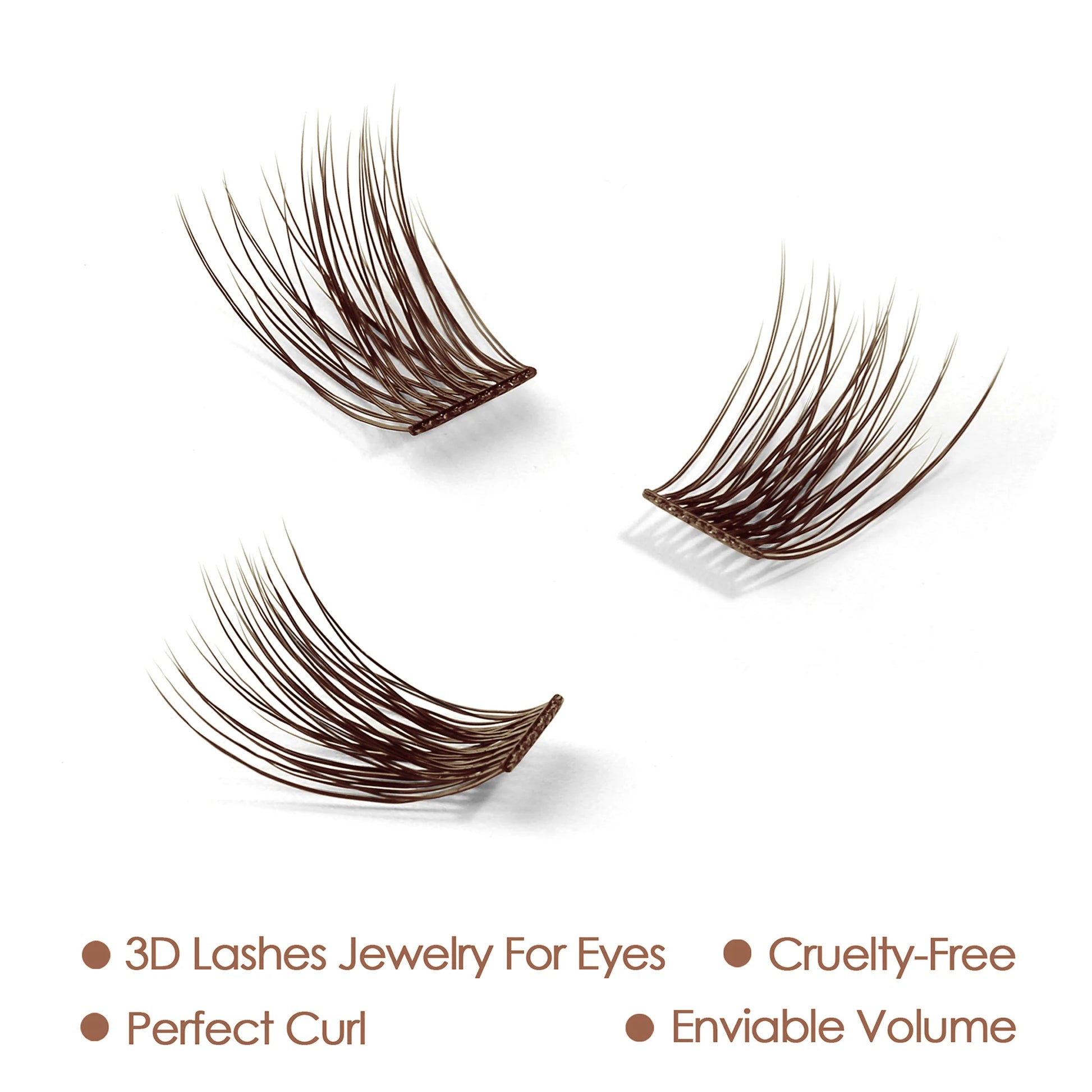 Brown Cluster adhesive eyelashes perect curl ,enviable volume